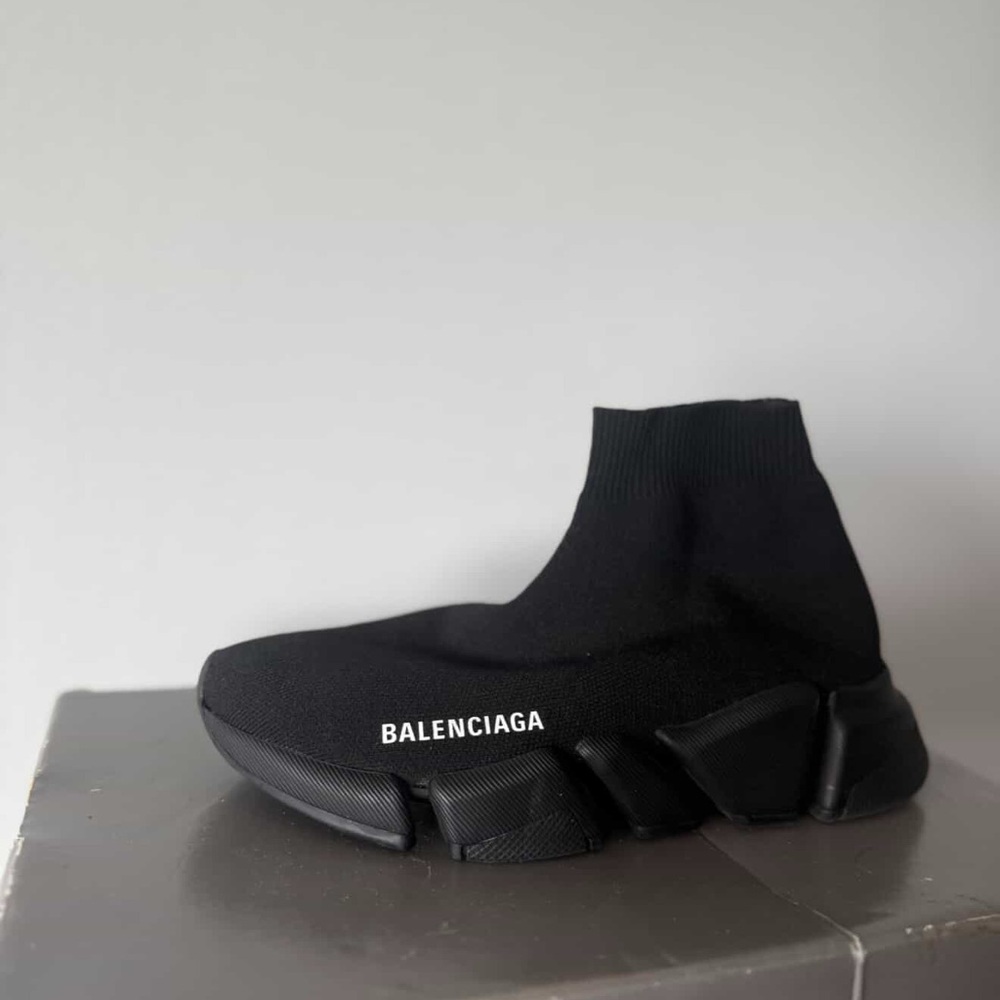 Balenciaga Black Knit High-Top Sneakers